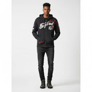 Next Full Zip Hoodie Y2K Blokecore England Patches Mens XL Dark Blue